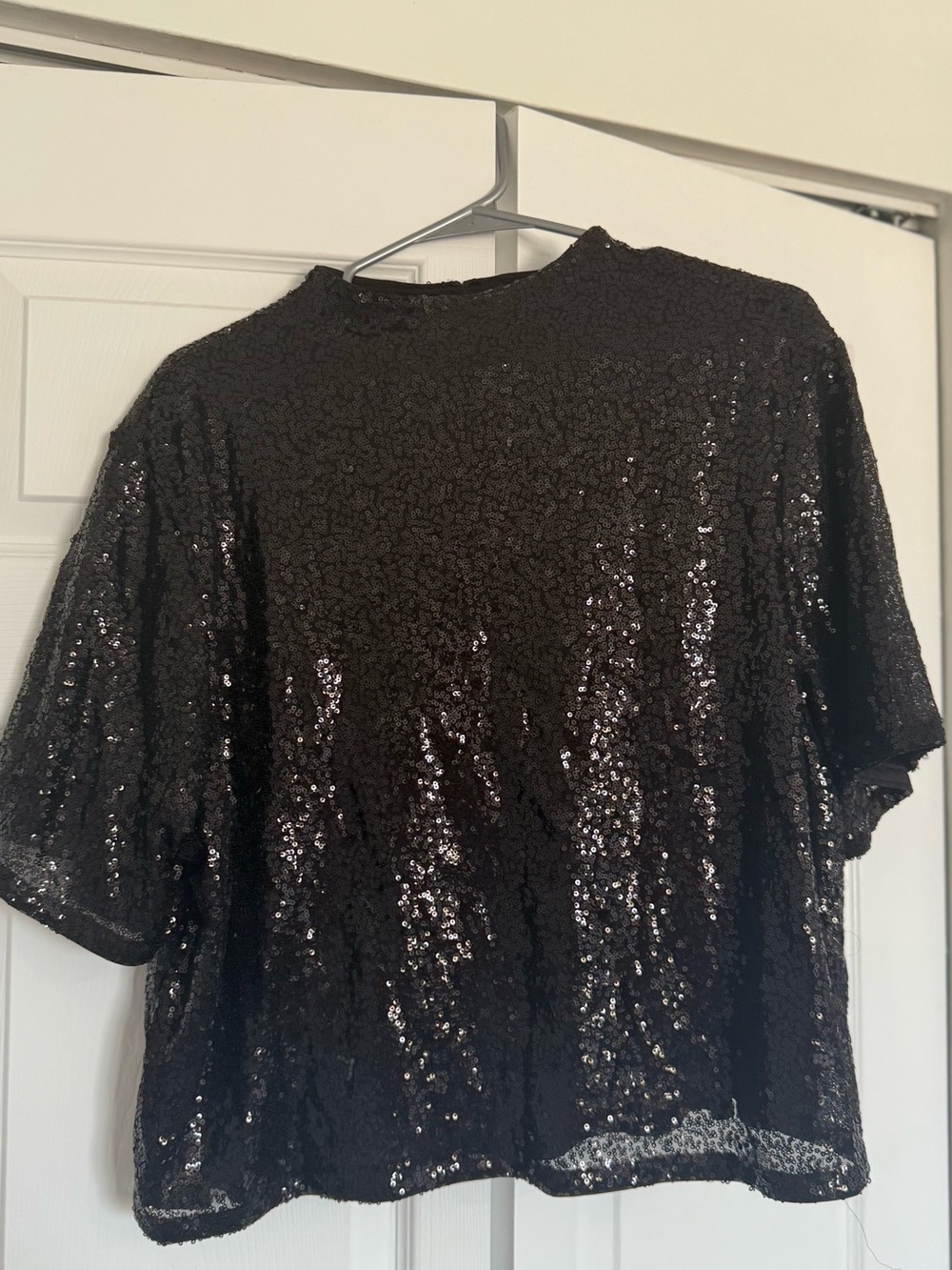 H&M Black Sequin Off-the-Shoulder Sweater
